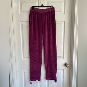 Suzie Kondi Velour Unisex Track Pants Size XS Plum Purple NWT Athleisure